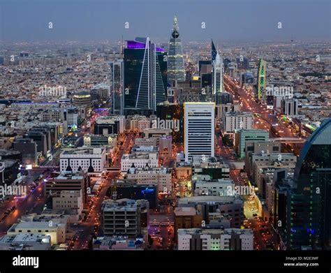 "Aerial view of cityscape at night, Riyadh, Saudi Arabia Stock Photo ...