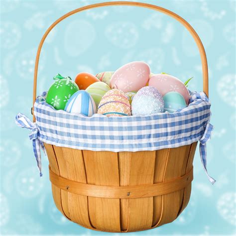 Doublefill Wooden Easter Basket With Handle Woodchip