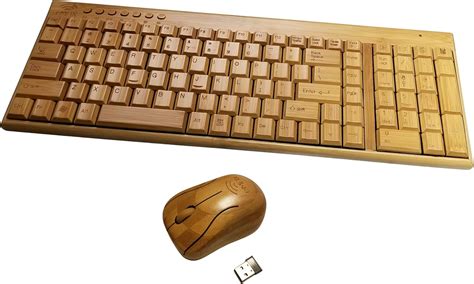 Emax Wireless Bamboo Keyboard And Mouse Combo Pack Bamboo Amazon