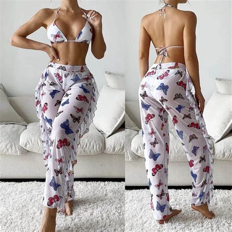 Conjunto De Biqu Ni Feminino Suti Calcinha Malha Cal A Saia Tr S Pe