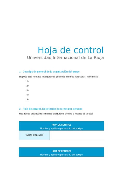 Hoja De Control Act Grupal Hoja De Control Universidad Internacional