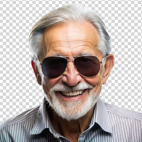 Portrait Of A Smiling Senior Man Wearing Sunglasses Isolated On