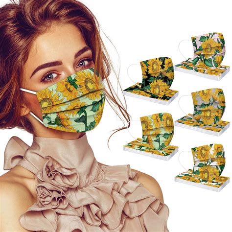 50pc Flower Printed Face Mask For Women 3 Ply Disposable Masks Colors Floral Designs Breathable