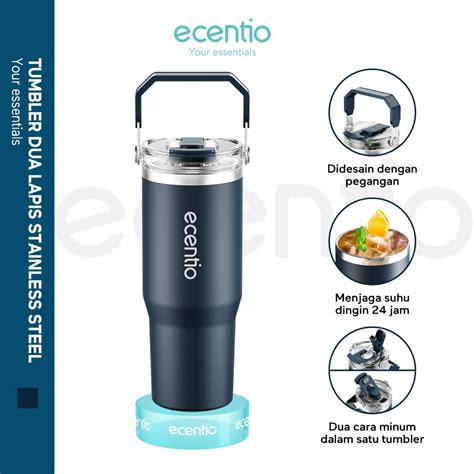 Jual Ready Stockecentio Tumbler Minum Stainless 900ml Premium Botol