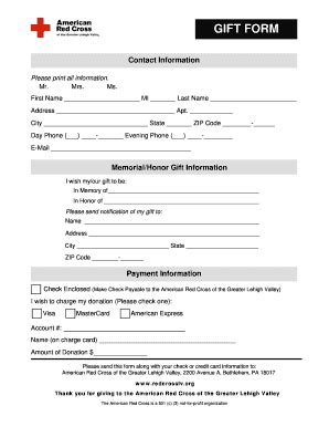 Fillable Online Redcross GIFT FORM American Red Cross Fax Email Print