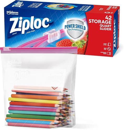 Amazon Ziploc Quart Food Storage Slider Bags Power Shield