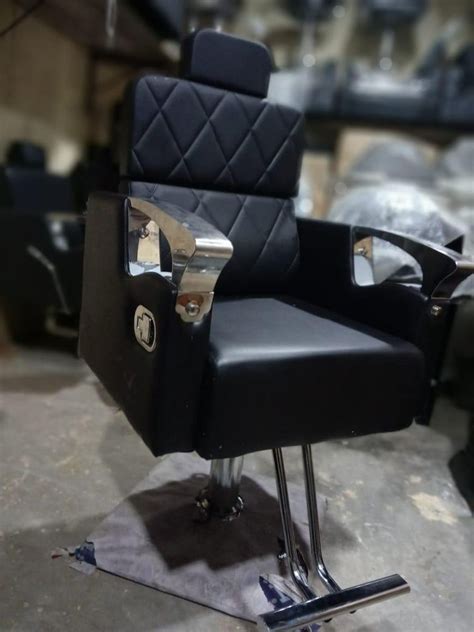 Black Hydraulic Salon Chair Genuine Leather Without Footrest At Rs