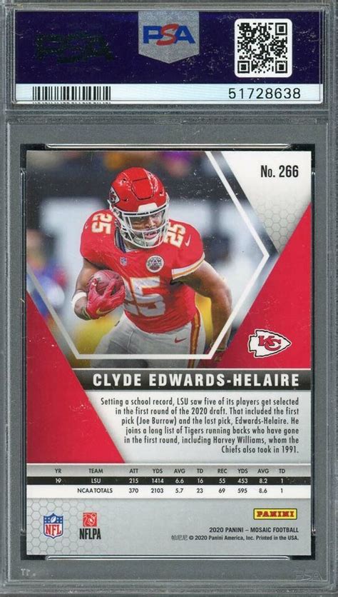 Clyde Edwards Helaire Panini Mosaic Football Rookie Card Rc