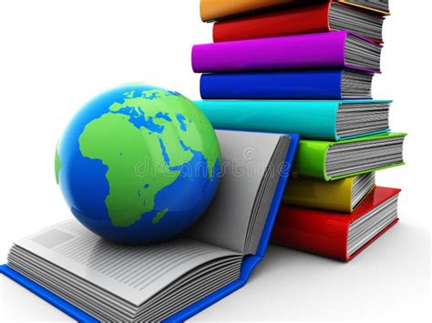 Books With Globe Stock Photo Image