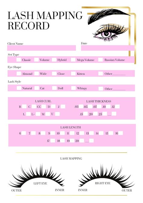 Lash Extension Consultation Forms Pdf Canva Eyelash Forms Lash Consultation Form Lash Mapping