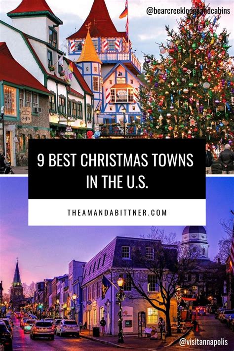 Christmas Trees And Buildings With The Words Best Christmas Towns In