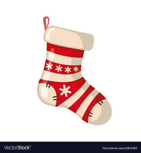 Christmas Sock Icon In Flat Style Royalty Free Vector Image