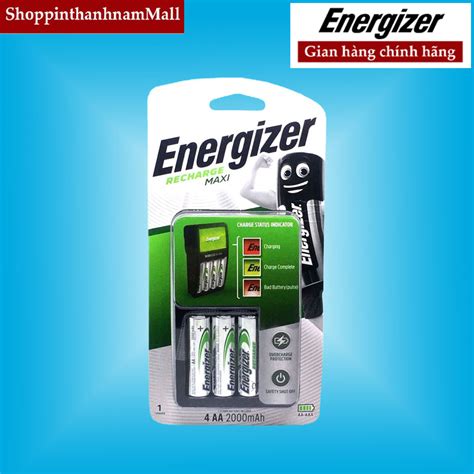 Bộ Máy Sạc Pin Energizer Nhanh Tự Ngắt Chvcm4 Tặng Kèm 4 Pin Sạc Aa