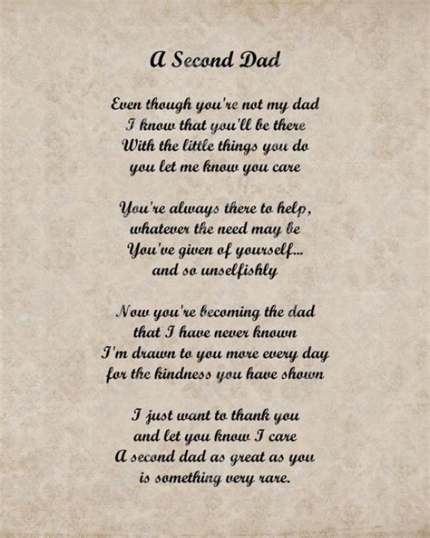 Items Similar To A Second Dad Love Poem For Stepdad 8 X 10 Print Instant Download Digital On