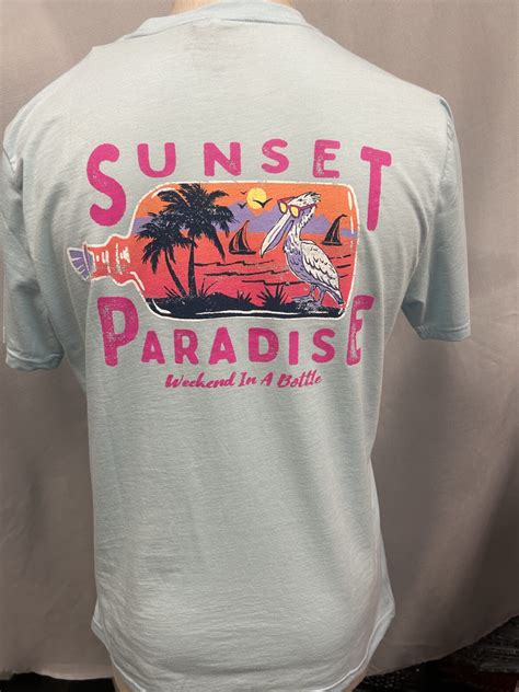 Chubbies Sunset Paradise T Shirt Light Pastel Blue Signature Stag Menswear