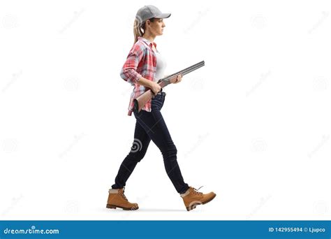 Female Walking With A Shotgun Stock Photo Image Of Caucasian Walk