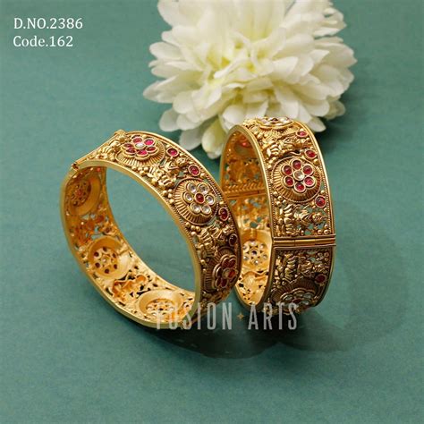 Golden Fusion Arts High Gold Polish Brass Openable Bangles At Rs