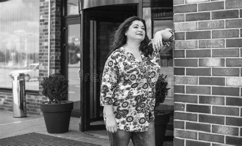 Chubby Mature Plus Size Lady Lifestyle Stock Photo Image Of European