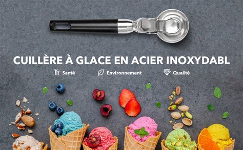 Pickpiff Cuillère à Glace Avec éjecteur Cuillere a Glace En Acier