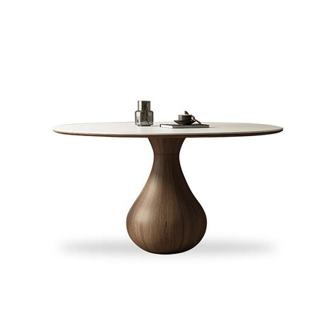RAWARG White Round Solid Wood + Sintered Stone tabletop Dining Table ... 