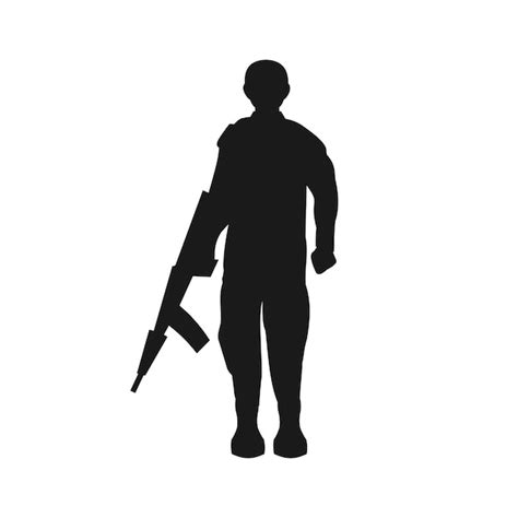 Dessin Vectoriel De La Silhouette D Un Soldat Avec Une Arme Vecteur