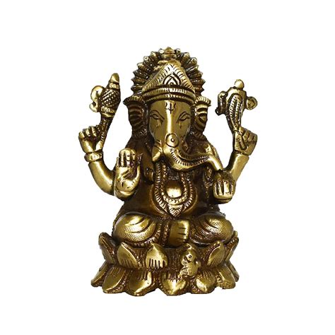 Buy B BRANVIR Brass Ganesh Idol Brass Lord Ganesha Idol Sitting In