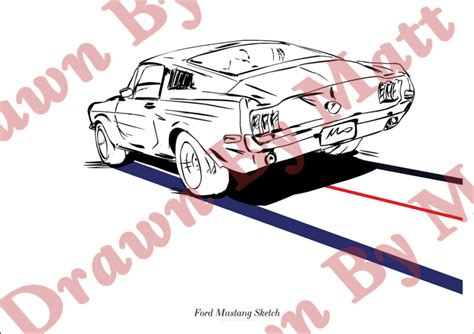 Ford Mustang Sketch Poster – Drawn By Matt