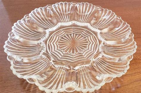 Vintage Egg Serving Tray Anchor Hocking Clear Glass Deviled Etsy