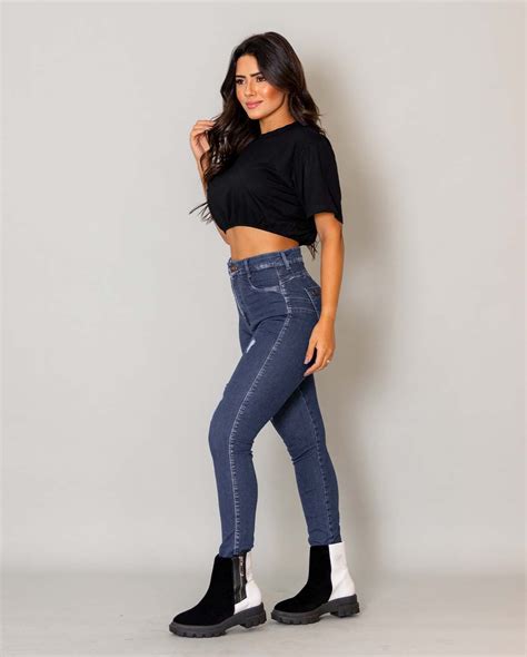 Calça Jeans Feminina Skinny Hot Fair Extreme Power Rasgos e Puídos 21795 Escura Azul