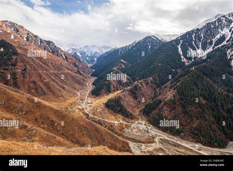 Autumn Road In The Big Almaty Gorge On Big Almaty Lake Stock Photo Alamy