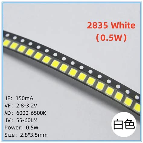 Pcs Smd Led W White K Led Lamp Beads Size