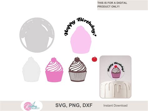 Happy Birthday Cupcake Cake Topper Svg Multi Layer Birthday Cake Topper