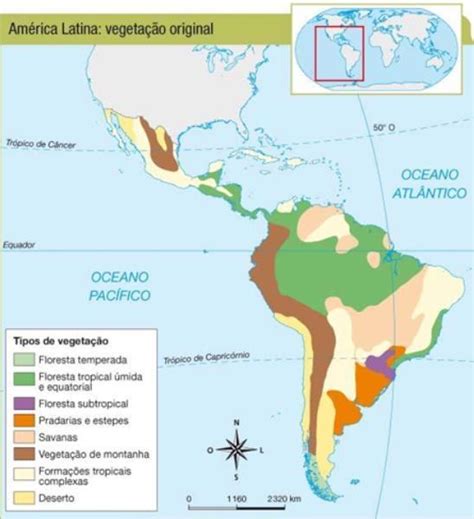 Vegetacao Da America Latina - 1- O que o mapa está representando? 2- Cite a vegetação da América ...
