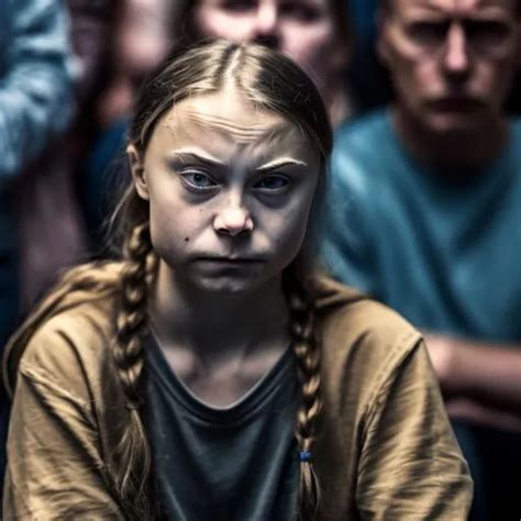 Greta Thunberg Sitting Angrily With A Protest Sign