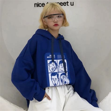 Fashion Sweatshirts Women 2021 Korean Ulzzang Harajuku Cartoon Printed