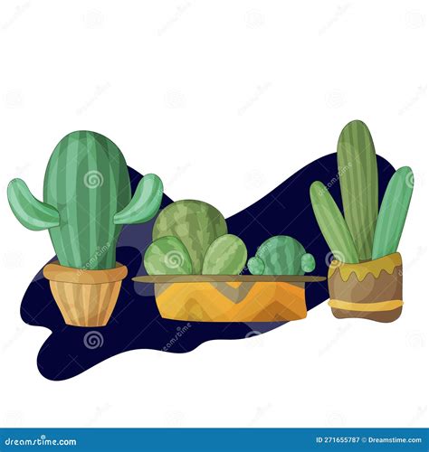 Conjunto De Diferentes Colores Y Formas Cactus Ilustraci N Del Vector