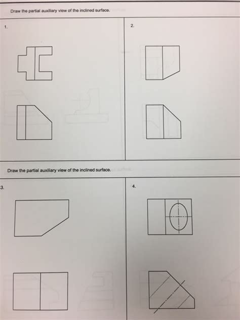 Solved Draw The Partial Auxiliary View Of The Inclined