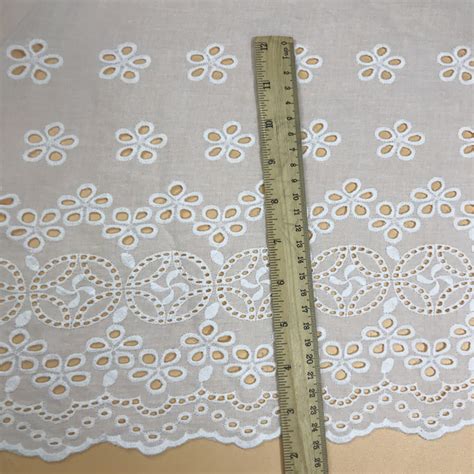 51 Wide Off White Cotton Fabric Eyelet Scalloped Edges Etsy