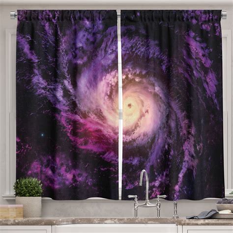 Ambesonne Galaxy Kitchen Curtains Cloudy Space Cosmos X Black