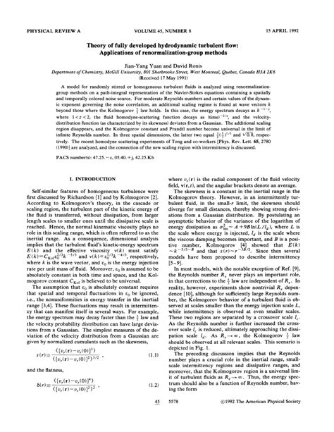 Pdf Theory Of Fully Developed Hydrodynamic Turbulent Flow