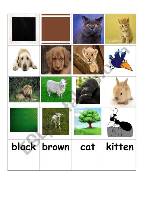 Memory game for kids. Animals and their children - ESL worksheet by ...