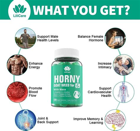 2 Packs Horny Goat Weed Gummies With Maca For Men Women Natural