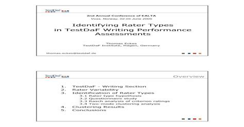 Identifying Rater Types In Testdaf Writing · 1 Identifying Rater