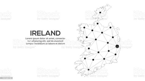 Ireland Communication Network Map Vector Image Of A Low Poly Global Map With City Lights Map In ...