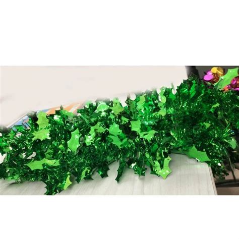 Neem Leaf 360 Green PET Plastic Tinsel Garland Size 1 5Feet Length