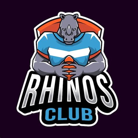 Modèle De Logo De Rhinos Club Sport Vecteur Premium