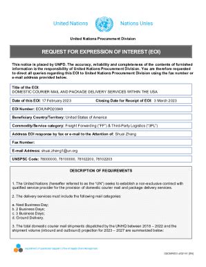 Fillable Online Procurement Notices 10181 Request For Expression Of