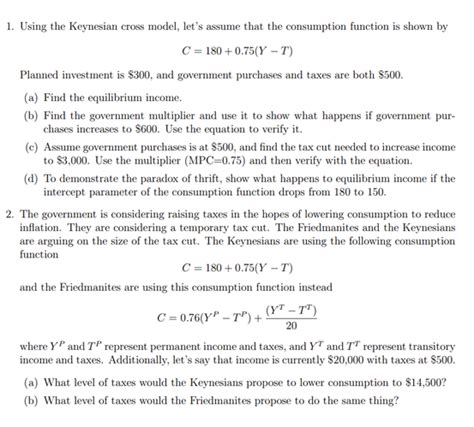 Solved Using The Keynesian Cross Model Let S Assume That Chegg