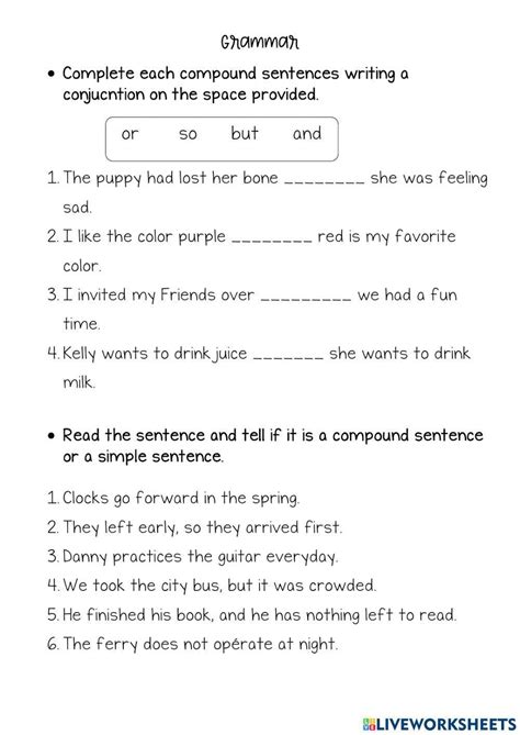 Compound Sentence Esl Worksheet By Riverz Worksheets Library