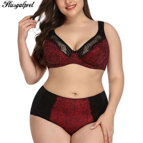 Plusgalpret Floral Print Lace Bra And Panty Set Women Sexy Lingerie Bra